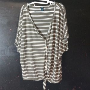 Jade green & white striped shirt
